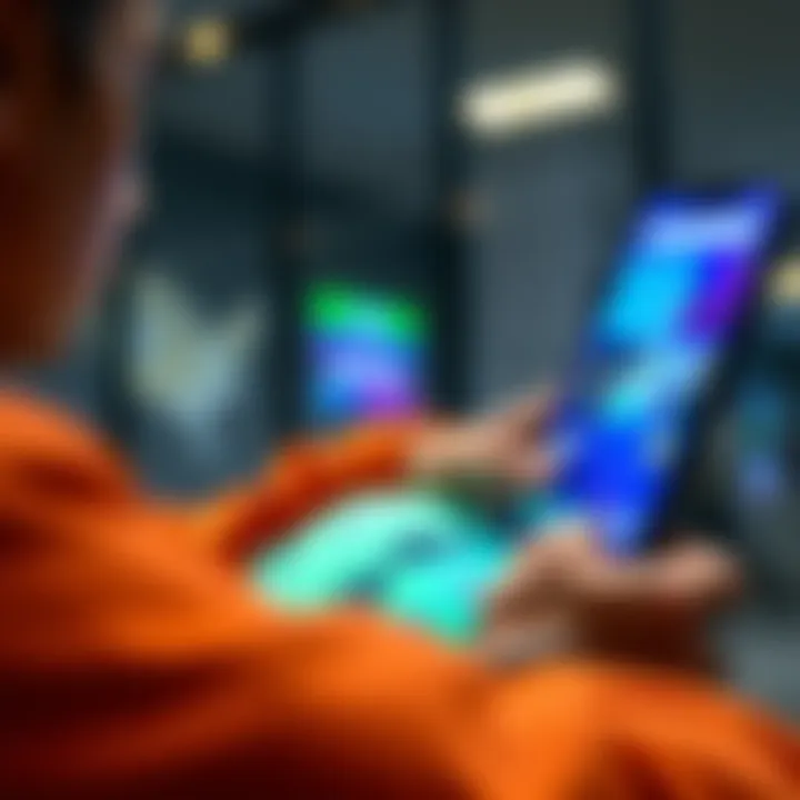 A user migrating crypto applications on a smartphone with a bright interface