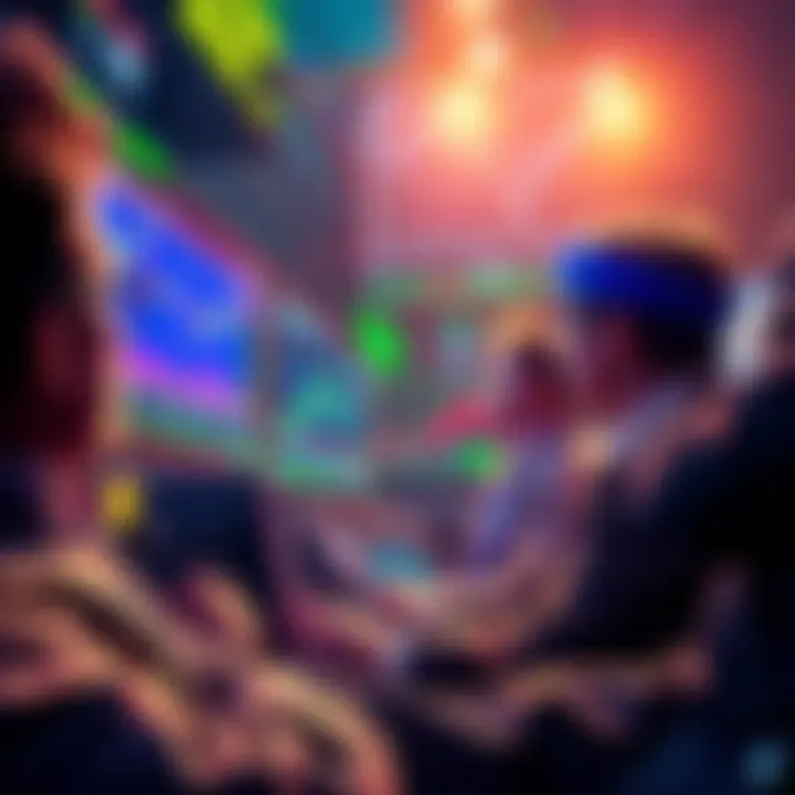 Crypto Billionaires Facing Losses A worried group of wealthy investors looking at falling cryptocurrency charts on screens