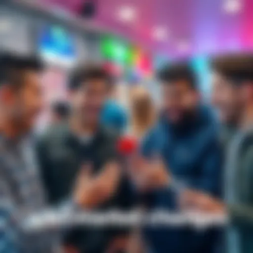 Group of young men animatedly discussing and laughing about cryptocurrency market changes, showing mixed emotions of surprise and humor