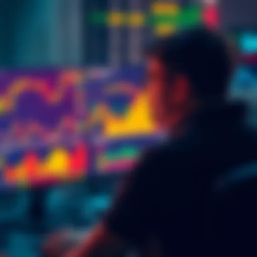 A person looking at a computer screen with charts and crypto coins, contemplating whether to sell or hold their SOL investment.