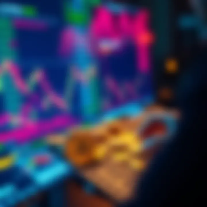 A person analyzing various cryptocurrency coins on a computer screen, looking at price trends and market conditions.