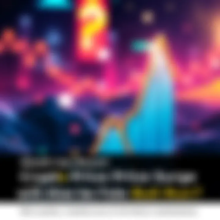 Cryptocurrency Price Surge Graphic showing upward price trend of cryptocurrency with a question mark symbolizing uncertainty