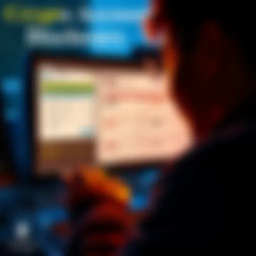 A person looking at a computer screen displaying cryptocurrency accounts and tax forms, symbolizing the new requirement to disclose account information to tax authorities.