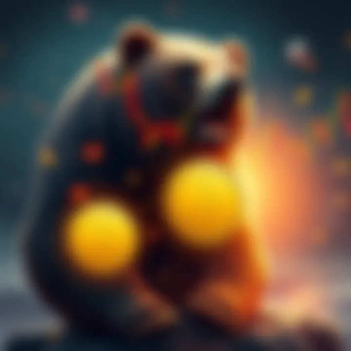 A graphic showing a bear representing the current crypto market with contrasting elements from the 2022 bear market, depicting key differences and factors affecting investors.