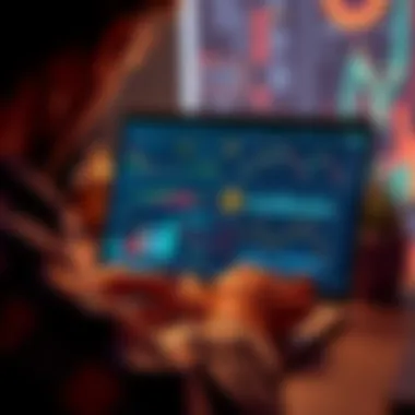 Getting Started with Crypto A beginner looking at cryptocurrency information on a laptop with graphs and charts on the screen
