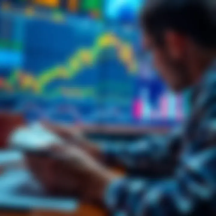 A person looking at cryptocurrency charts while taking notes, representing research and learning in crypto trading.