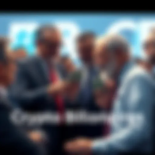 Group of wealthy individuals discussing political strategies with money in hand, symbolizing influence in governance.