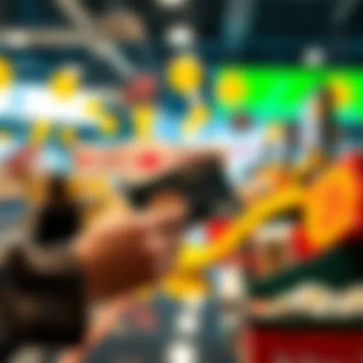 A person uses a crypto card at a checkout to make a purchase, with Bitcoin symbols in the background.