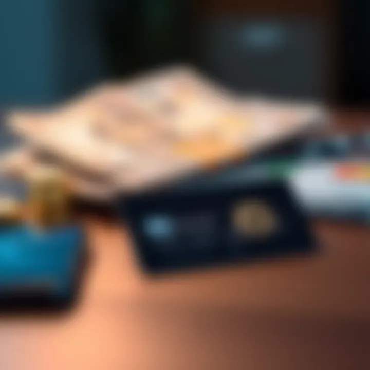 A close-up of a crypto card placed on a table with a smartphone and cash in the background, illustrating digital payments.