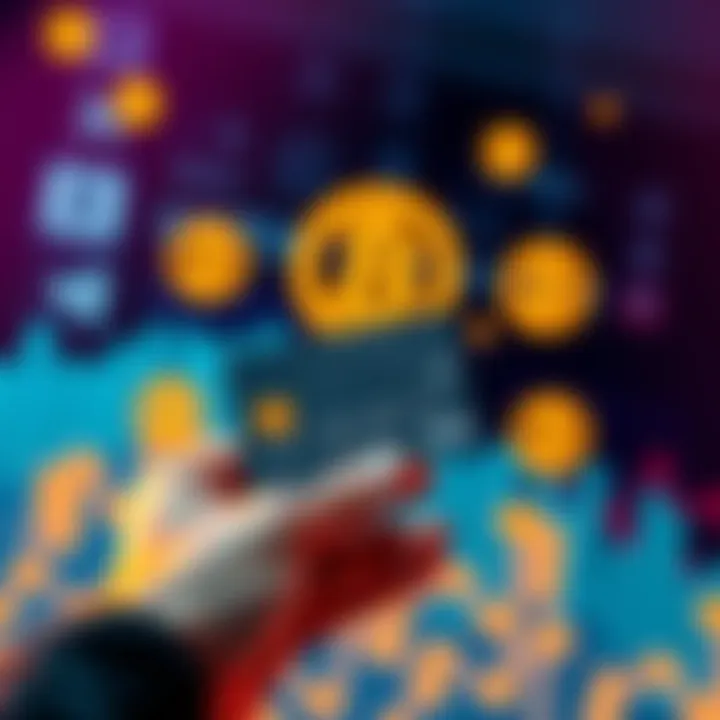 Crypto Card and Stablecoins A person holding a crypto card with stablecoin symbols in the background, illustrating real-world use of crypto cards.