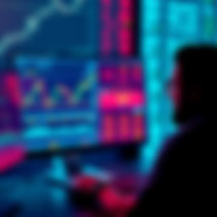 A person contemplating cashing out their cryptocurrency, looking at a computer screen filled with trading charts and crypto symbols