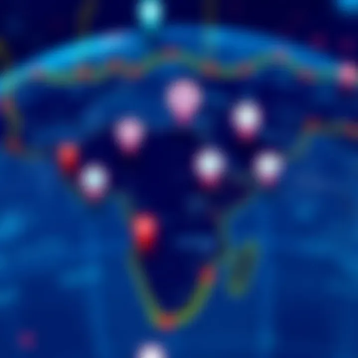 Map showing different locations for cashing out cryptocurrencies, highlighting global access with icons for MoneyGram and Kraken.