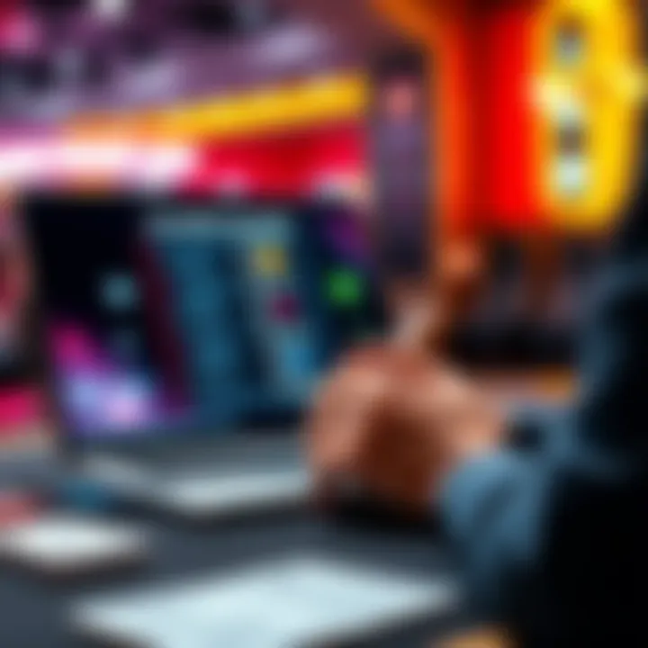 Checklist for Crypto Casino Verification A person checking a checklist with a laptop and crypto symbols on the screen, ensuring the legitimacy of a casino before depositing money.