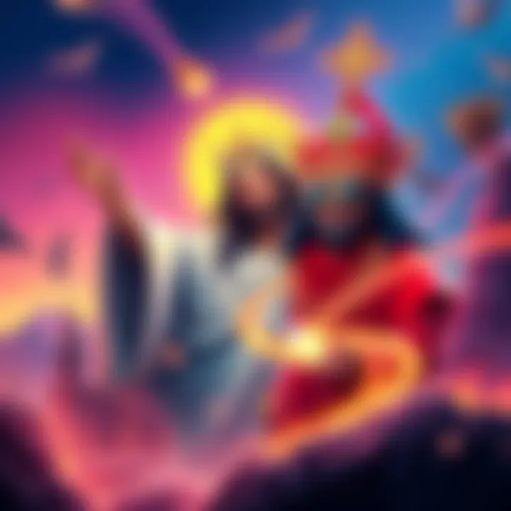 Crypto Jesus and the Meme King unite in a vibrant digital landscape