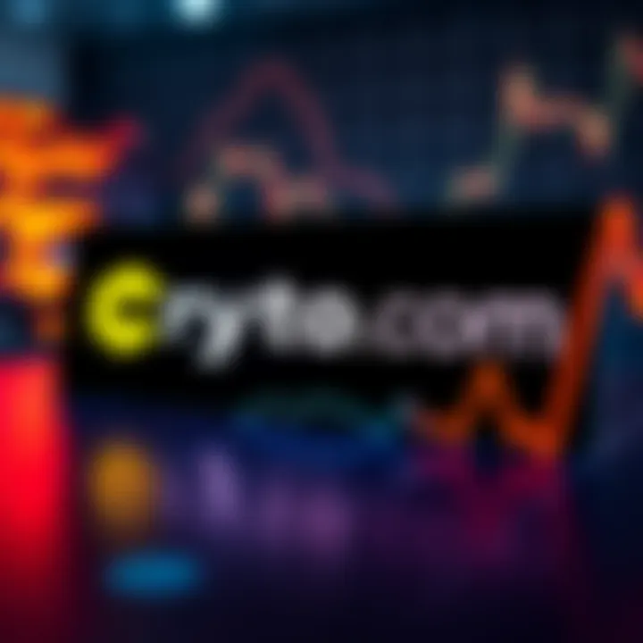 Crypto.com logo shown with a graph depicting a downward trend, symbolizing financial struggles.