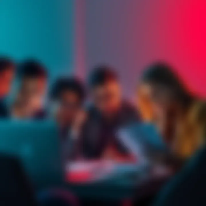 A group of people discussing a crypto contract with laptops and papers, showing expressions of confusion and concern.