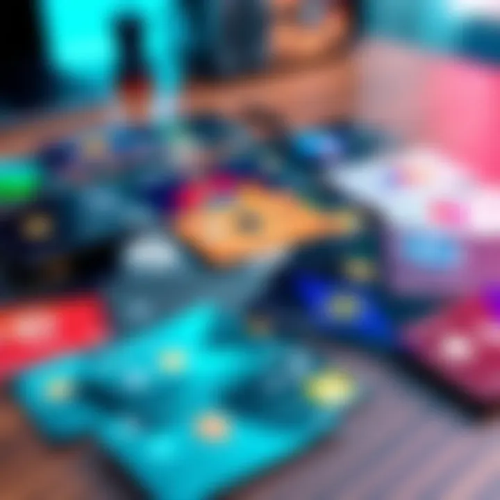 A collection of various crypto credit cards displayed on a table, showcasing different designs and logos.