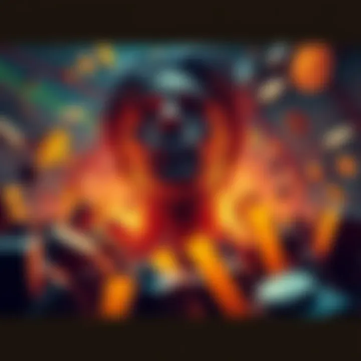 Crisis in Cryptocurrency A chaotic depiction of cryptocurrency with falling graphs and an overwhelmed investor, highlighting the Mantra rugpull and CDC's minting of tokens.