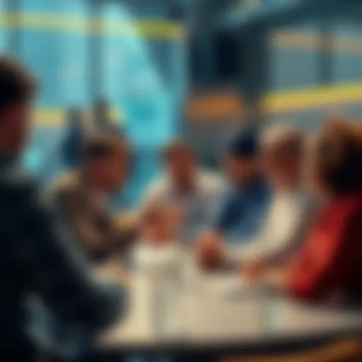 People engaging in a lively discussion about cryptocurrency, exchanging ideas and insights in a friendly environment.