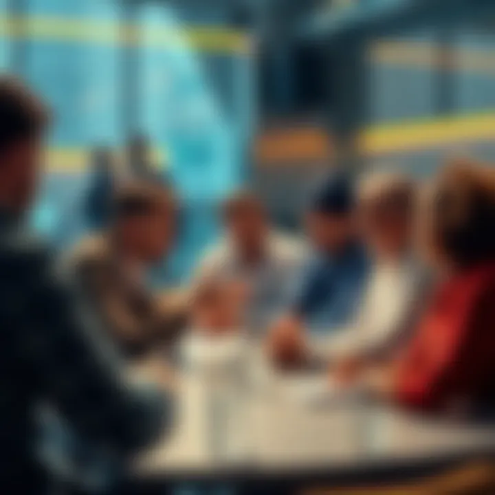 People engaging in a lively discussion about cryptocurrency, exchanging ideas and insights in a friendly environment.