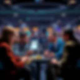 A group of people engaged in a discussion about cryptocurrency, sharing tips and insights while being cautious of scams.