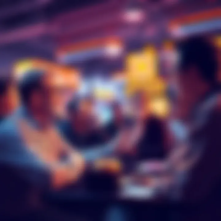 People engaging in a lively discussion about cryptocurrency and enjoying donuts