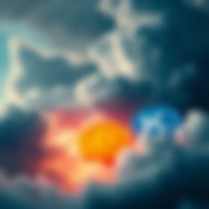 A visual representation of the impact of AWS outages on major cryptocurrency exchanges, featuring icons of Binance, KuCoin, and MEXC amidst stormy clouds symbolizing service disruptions.