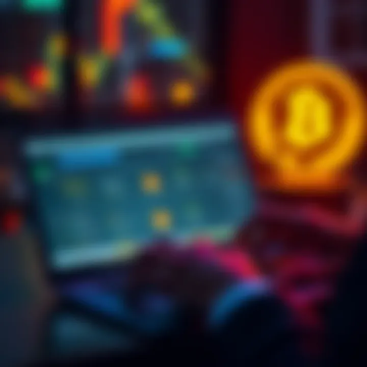 A person comparing different cryptocurrency exchange platforms on a laptop, showing various fees and security features