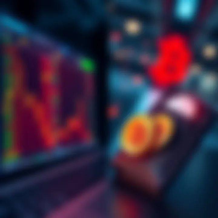 A split image showing a digital exchange interface on one side and a personal wallet with cryptocurrency icons on the other side.