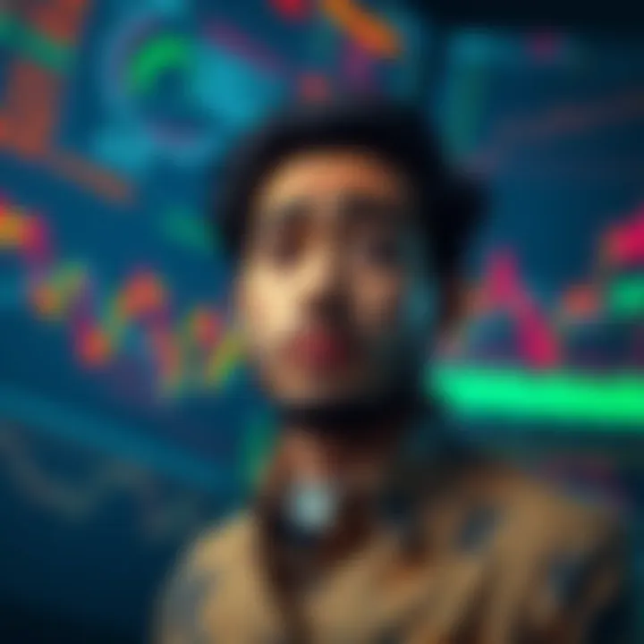 A person studying cryptocurrency charts and graphs with a puzzled expression, highlighting the importance of independent research in crypto investments.