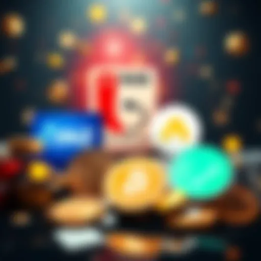 A collage of logos from ANZ, NAB, St. George, Great Southern Bank, and Revolut surrounded by cryptocurrency symbols.