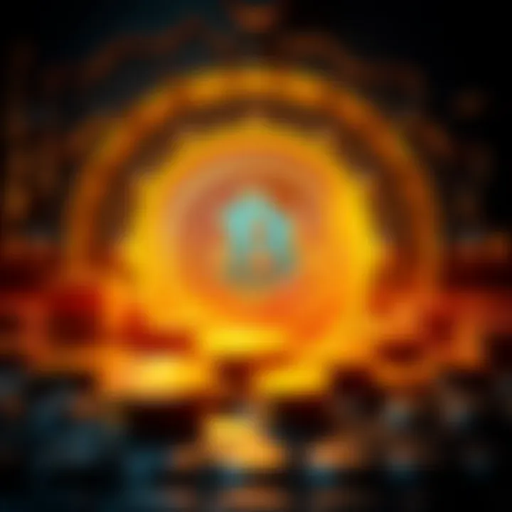 A digital representation of a $282 million crypto heist with currency symbols and vault imagery