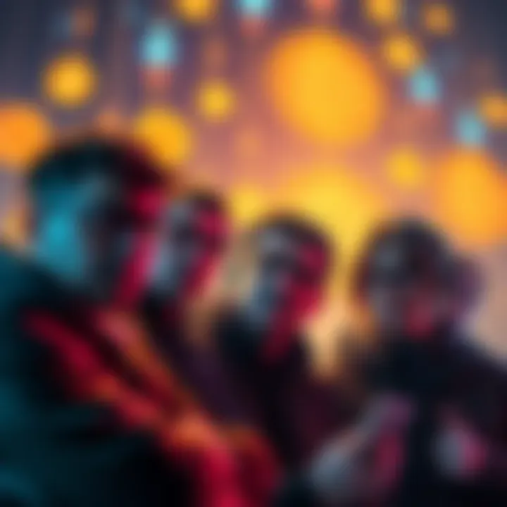 A group of crypto holders looking concerned while discussing Ledger and Trezor support issues, with digital currency symbols in the background.