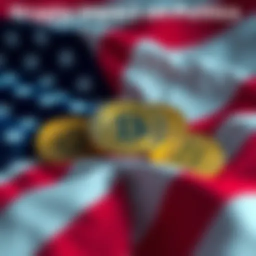 A visual representation of cryptocurrency symbols and the American flag, showcasing the connection between digital currency and U.S. presidential policies.