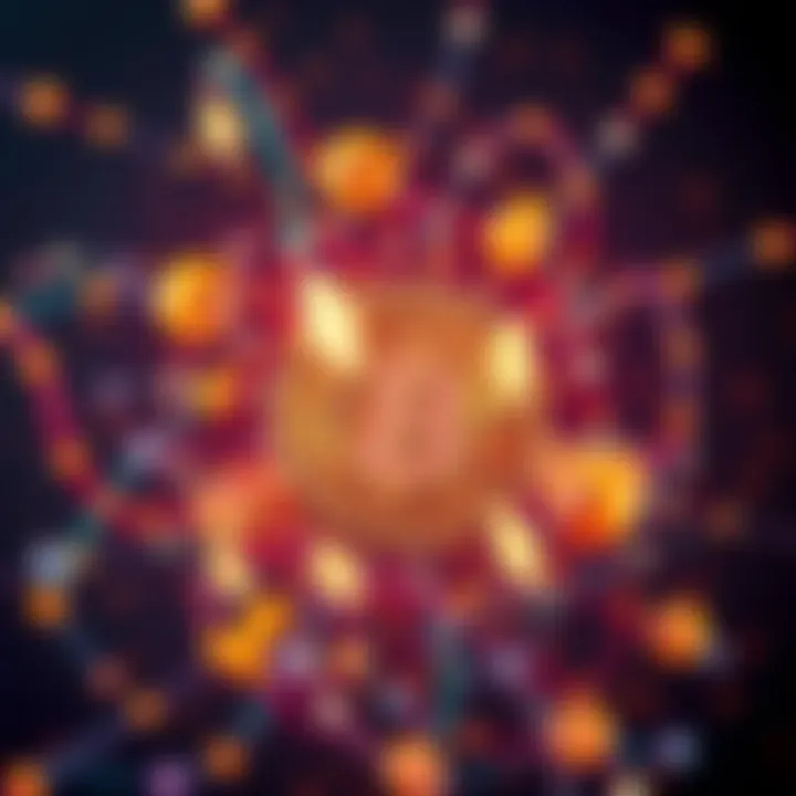 An abstract representation of cryptocurrency concepts intertwined with inflation symbols