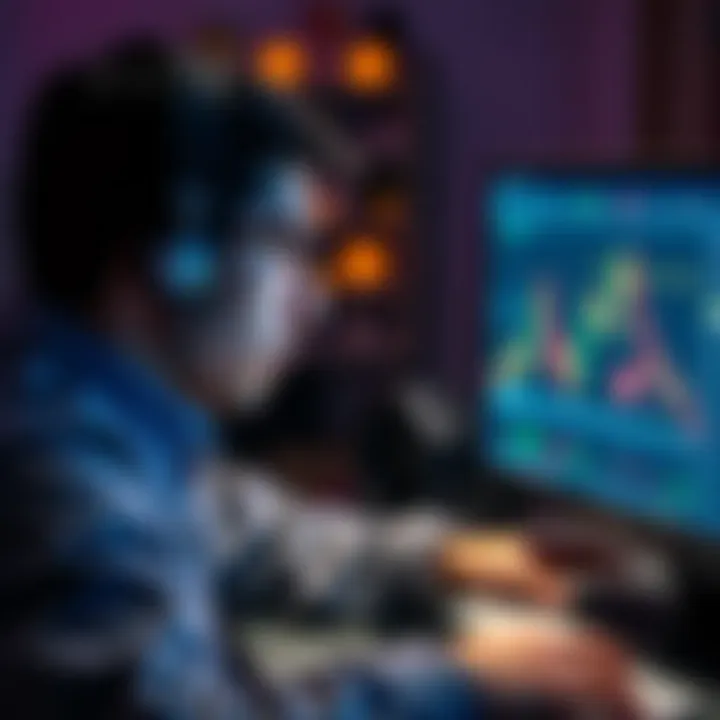 Individual analyzing crypto market trends on a computer
