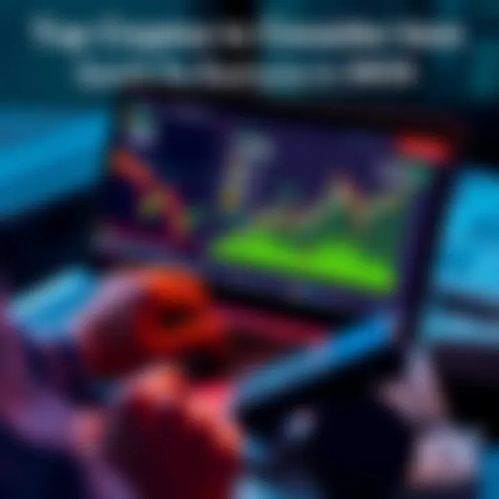 Cryptocurrency Investment A person analyzing cryptocurrency charts on a laptop with dollar bills and a calculator