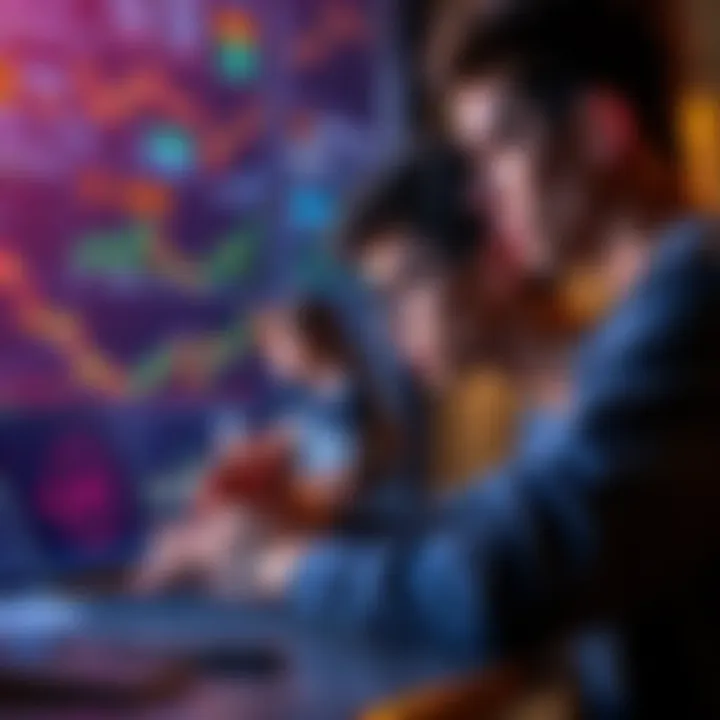 A young person looking at charts on a laptop, exploring cryptocurrency for investment