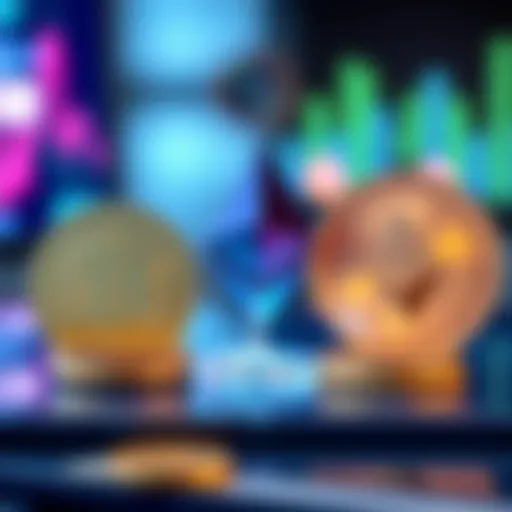 Icons representing Bitcoin, Ethereum, and Solana in a digital setting