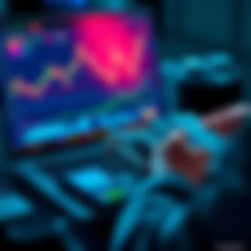 A person analyzing cryptocurrency charts on a laptop with cash and a notebook in hand, planning future investments.