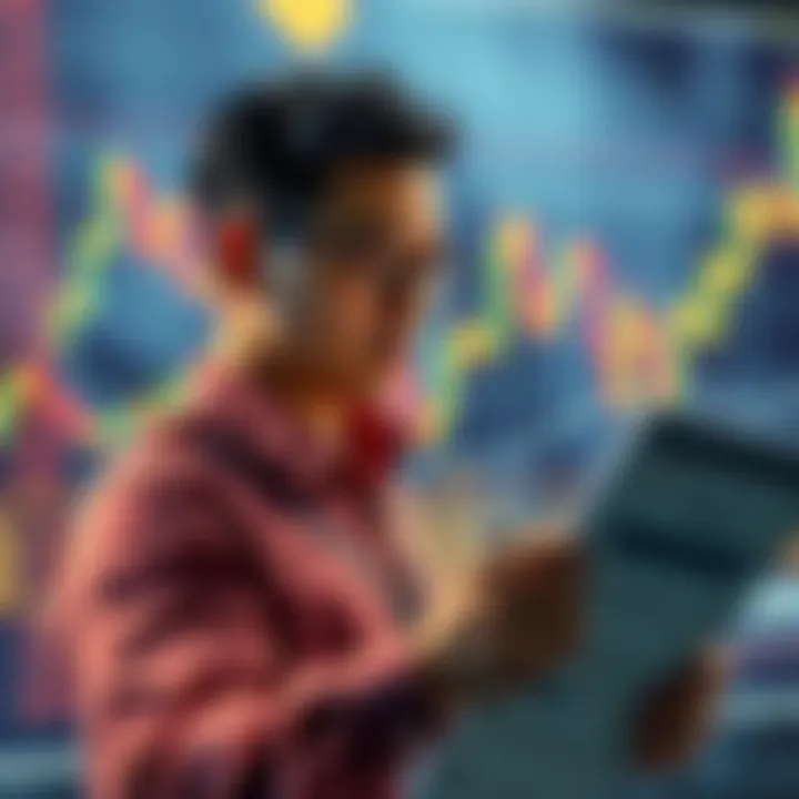 A person reviewing a cryptocurrency investment plan while ignoring technical analysis charts in the background.