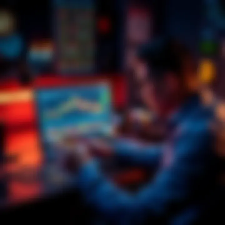 Crypto Investor Holding Coins A person sitting at a desk looking at cryptocurrency charts on a laptop while holding physical coins in their hands, contemplating their investment strategy.