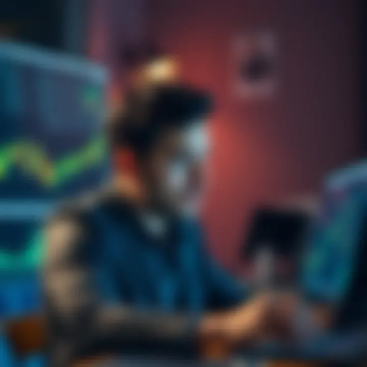Crypto Investor Thinking About Missed Opportunities A person looking worriedly at cryptocurrency charts on a computer screen, reflecting on missed profits during the 2025 bull market.