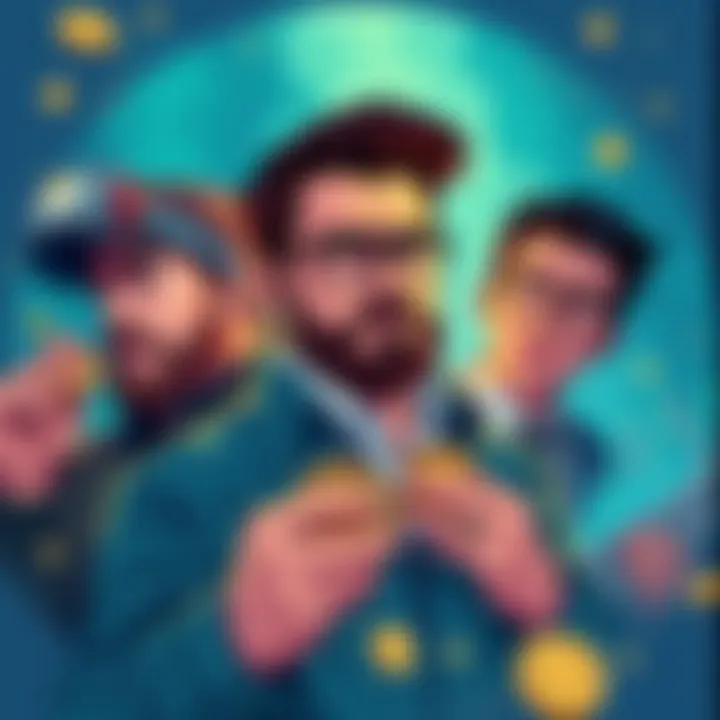 A graphic showing three types of cryptocurrency investors: a hodler confidently holding coins, a boomer looking doubtful, and a new investor examining charts, highlighting different strategies in the ...