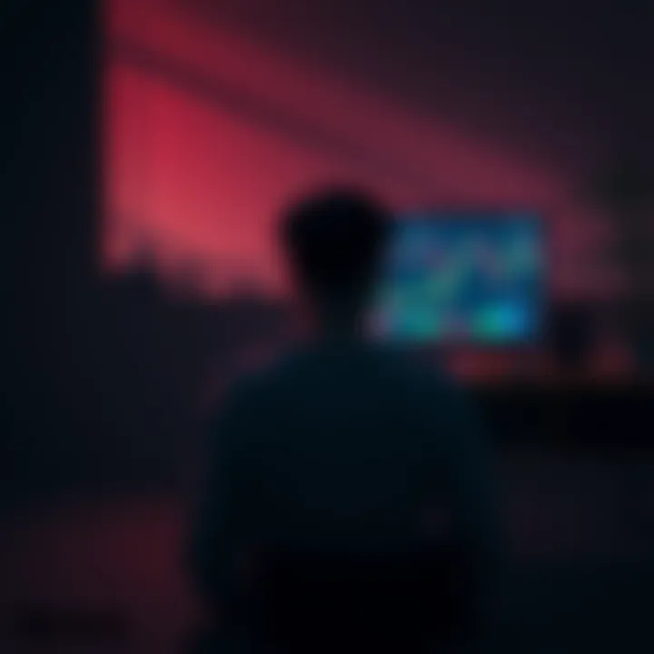 Crypto and Isolation A person sitting alone in a dimly lit room, staring at a computer screen displaying cryptocurrency charts, thoughts of loneliness visible on their face.