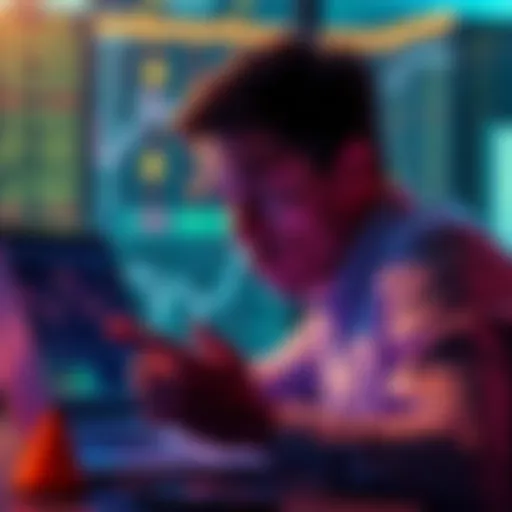 Person considering crypto lending options Individual looking at a laptop screen with graphs and crypto symbols, weighing bank loan vs crypto lending offers