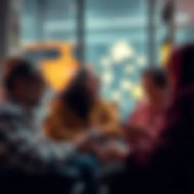 A group of people discussing their crypto liquidation experiences in a supportive environment