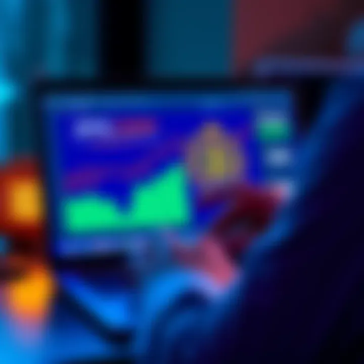 Crypto Loans Concept Person calculating loan options with Bitcoin symbol on a laptop screen, emphasizing how to borrow cash against BTC without selling