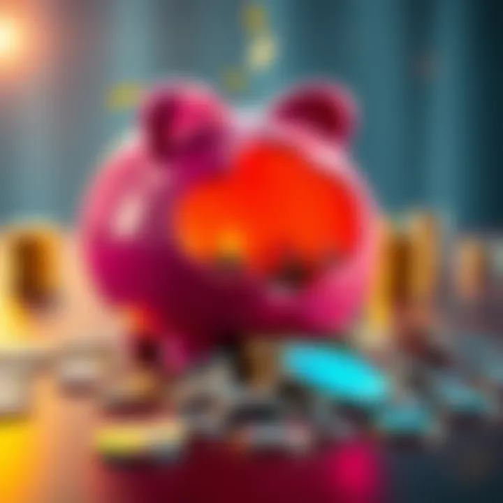 A broken piggy bank with coins spilling out on a table, symbolizing loss in cryptocurrency investments.