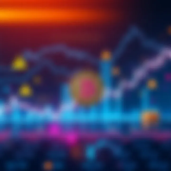 A graph showing Bitcoin stability alongside fluctuating altcoins, with a backdrop of cautionary trading symbols and regulatory signs